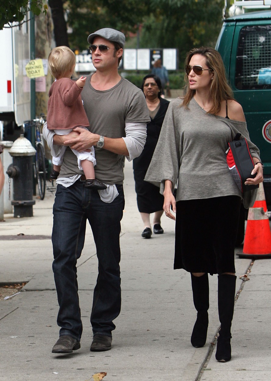 October 1, 2007: Angelina Jolie and Brad Pitt spotted with their youngest child, daughter Shiloh Jolie-Pitt, on the set of Pitt's new film in New York City today., Image: 100057621, License: Rights-managed, Restrictions: , Model Release: no, Credit line: INFphoto.com / INSTAR Images / Profimedia